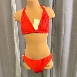 Monday Swimwear Red Halter Bikini Set